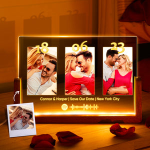 Anniversary Gift Personalized Photo Plaque Custom Night Light Spotify Plaque Lamp with Spotify Code