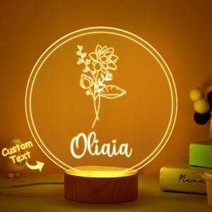 Personalized Name Birthflower Acrylic Night Light Gifts for Mother's Day - Myphotowallet