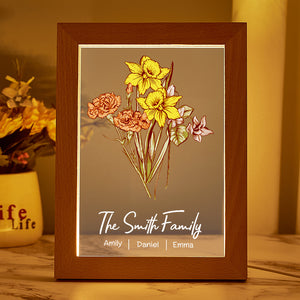 Personalized Birth Flower Bouquet Names LED Light Gift for Mom - Myphotowallet
