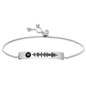 Custom Spotify Code Bracelet With Spotify Song Playlist Personalized Bracelet Silver