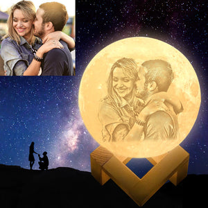 3D Personalised Moon Lamp UK Photo & Engraved Words Touch2 Colors Gifts For Couple