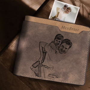 Men's Custom Photo Engraved Wallet Short Wallet Gifts For Father