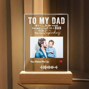 To My Dad Custom Scannable Code Music Plaque Night Light - Father's Day Gifts