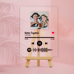 Custom Spotify Code Music Plaque With Wooden Stand Gifts For Lover
