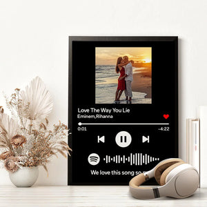Custom Spotify Code Music Wood Frame Painting With Text-Black