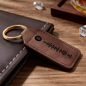 Custom Spotify Code Leather Keychain Gift for Him