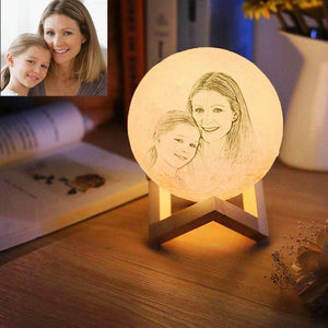 Moon Light Lamp 3D Printing Photo&Engraved Words Touch 3 Colors