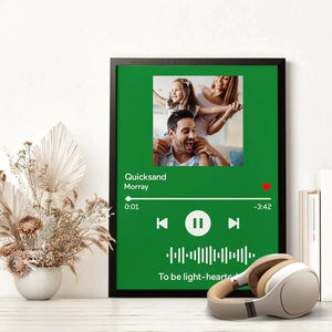 Custom Scannable Music Wood Frame Painting With Text Family Gifts - Green