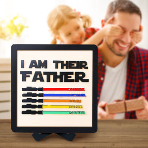 Personalized Lightsaber I Am Their Father Wooden Sign Father's Day Gifts - CustomPhotoWallet