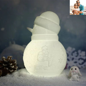 Custom Photo Engraved Night Light Snowman Lamp Christmas Gift